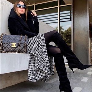 Zara Houndstooth Skirt Buttoned High waist Large